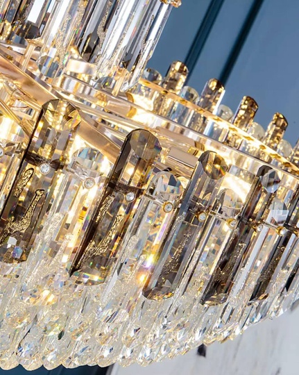 Люстра подвесная ERIS 50*50 золото, кристалл, металл, Е14.