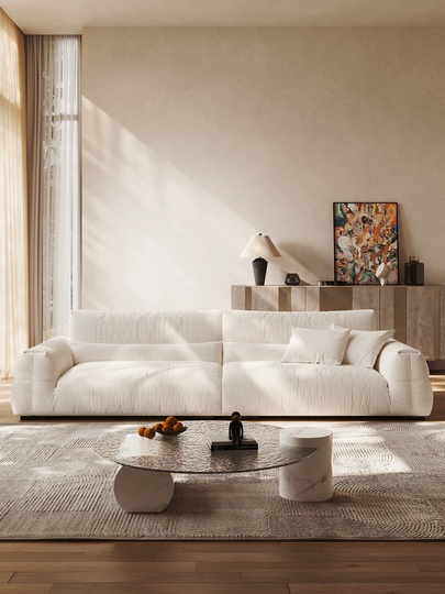 Диван прямой бежевый, итальянский стиль, ткань, 240*110*73 см, не раскладной