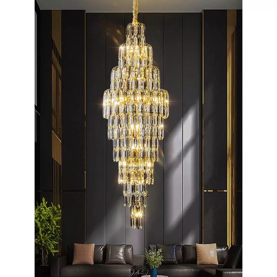 Люстра подвесная, золото, кристалл, HEZEL 40*120 металл, E14.