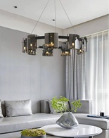 Люстра подвесная, черный, стекло, MELLIFLUOUS 80*17, металл, G9.