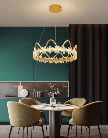 Люстра подвесная, золото, хрусталь, NOAH 80*20, металл, LED