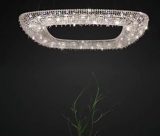 Люстра подвесная, серебро, хрусталь, SUSAN 80*80*25 металл, G9.