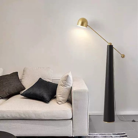 Торшер черный Aurexis, 85*175 см, LED, Е27, кожа и металл, 14 Вт