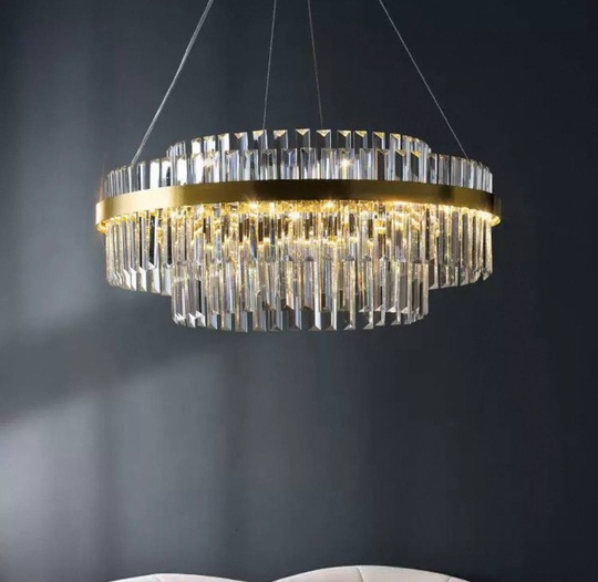 Люстра подвесная, бронза, хрусталь, VINTAGE 80*36, металл, LED.