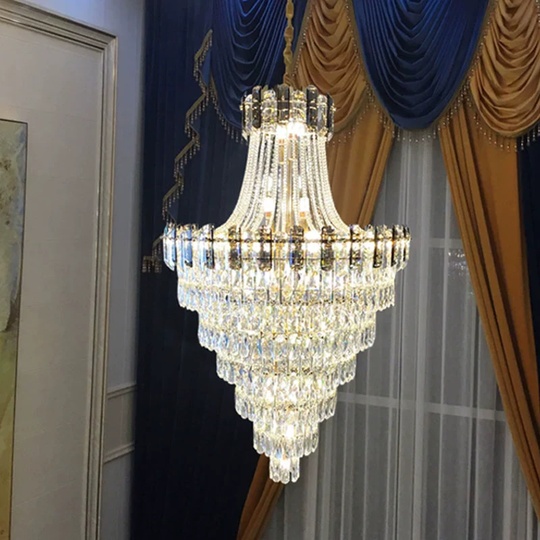 Люстра подвесная, золото, кристалл, LARK 100*180 металл, E14.