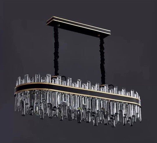 Люстра подвесная BIRGUN 80*23 золото, черный, кристалл, металл, E14.
