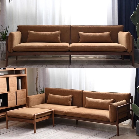 Прямой диван Andrew темный орех, ткань, 220*73*68 см