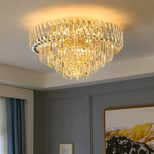 Люстра подвесная, золото, кристалл, COLIN 60*35, металл, E14.