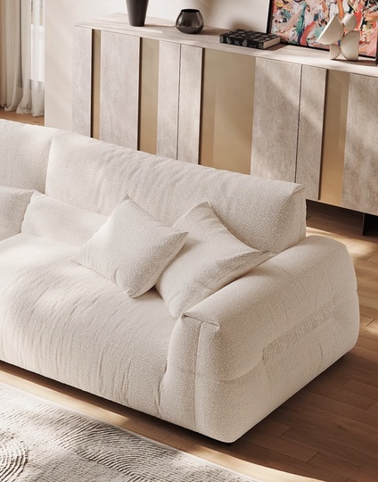 Диван прямой бежевый, итальянский стиль, ткань, 240*110*73 см, не раскладной