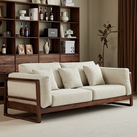 Прямой диван Sadie темный орех, ткань, 220*90*84 см