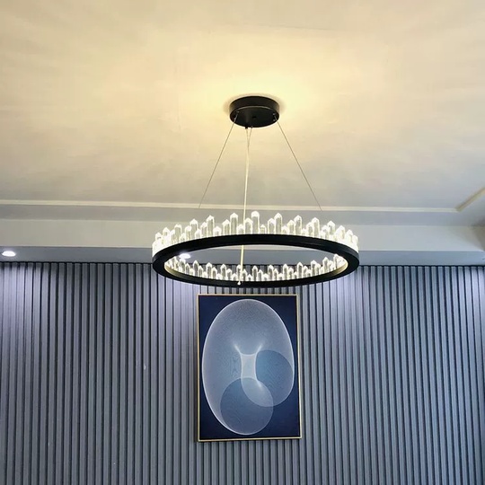 Люстра подвесная, черный, кристалл, LOGAN 100*11 металл, LED.