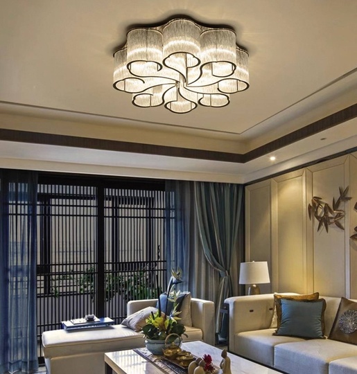 Люстра подвесная, хром, ПММА, KASIA 50*24, металл, E14.