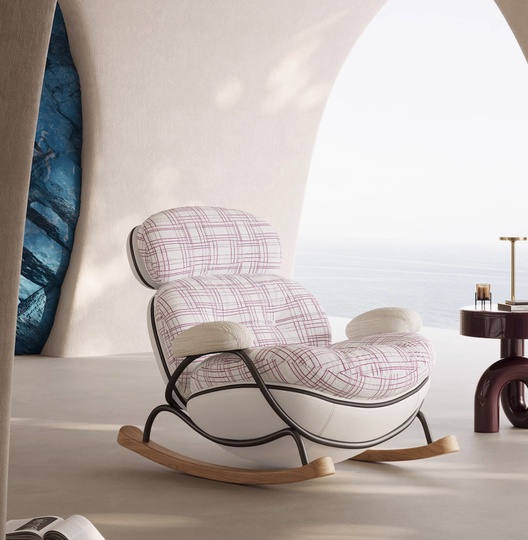 Кресло качалка с пуфом Amarone, бежевая, 98*100*84