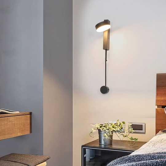 Настенный светильник черный LOPPA, Бра, 45*80, металл, LED.