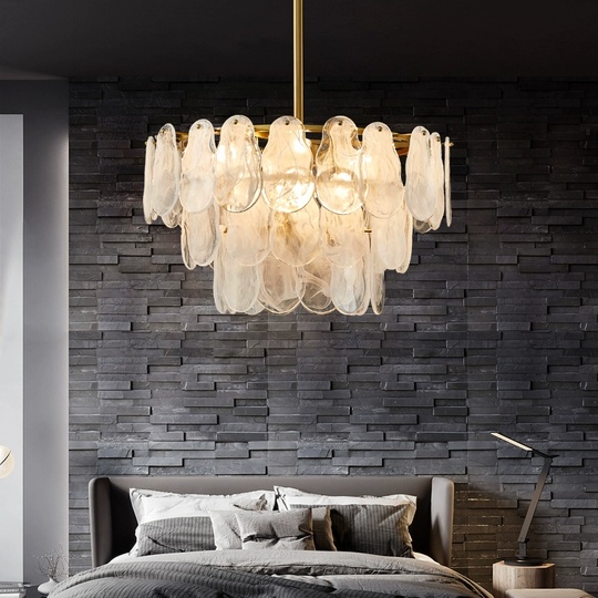 Люстра подвесная BIRCAN 80*35 бронза, стекло, металл, E14.