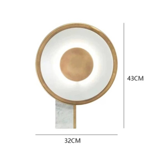 Настольная лампа BETO 32*43, мрамор, акрил, белый, античная бронза